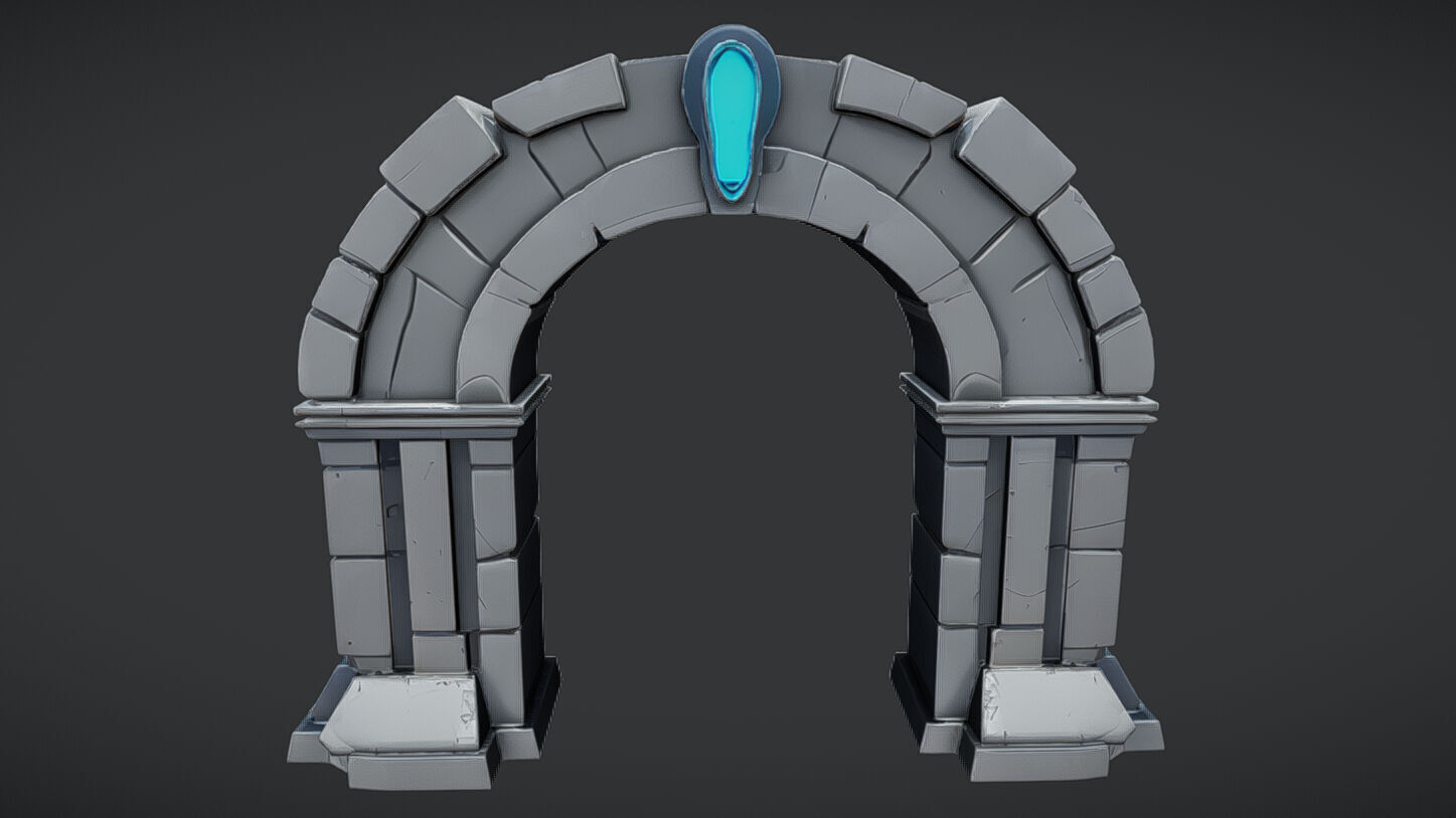fantasy stone archway with glowing glyph 3D model_5