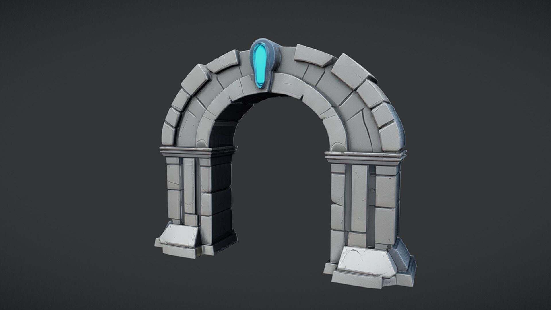 fantasy stone archway with glowing glyph 3D model_7