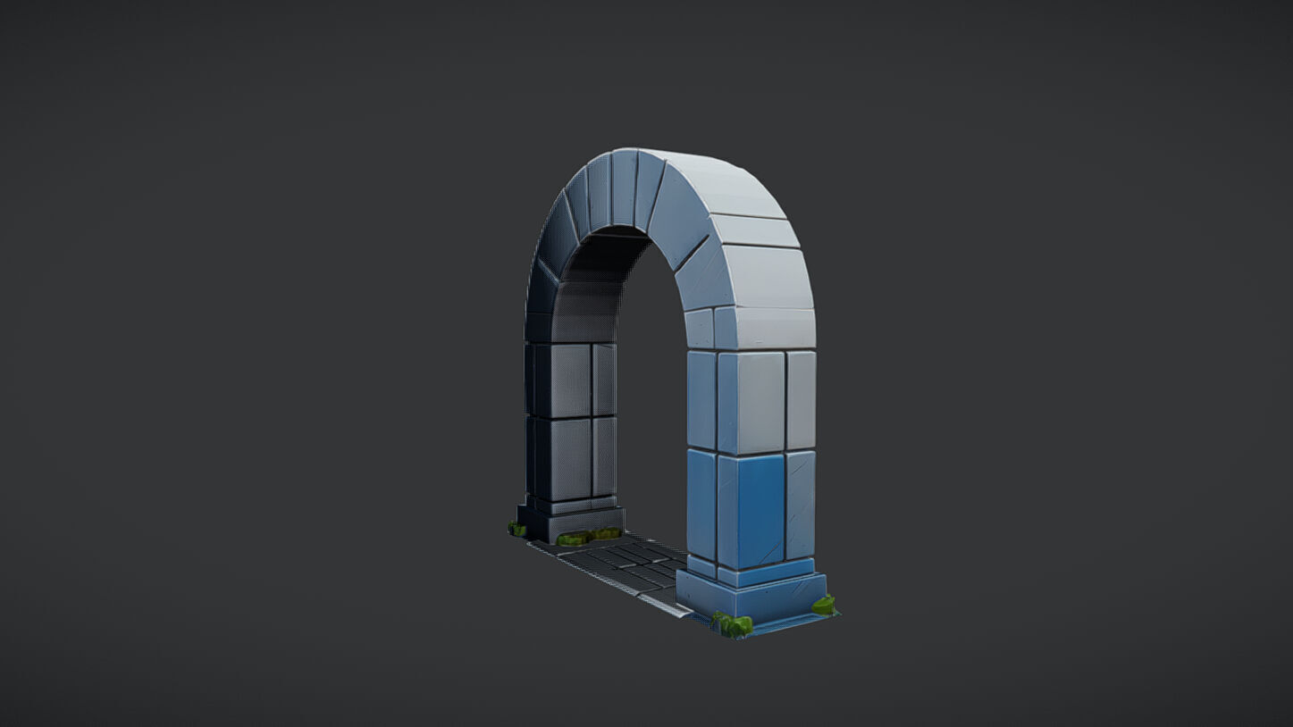 Stone archway 3D model_3