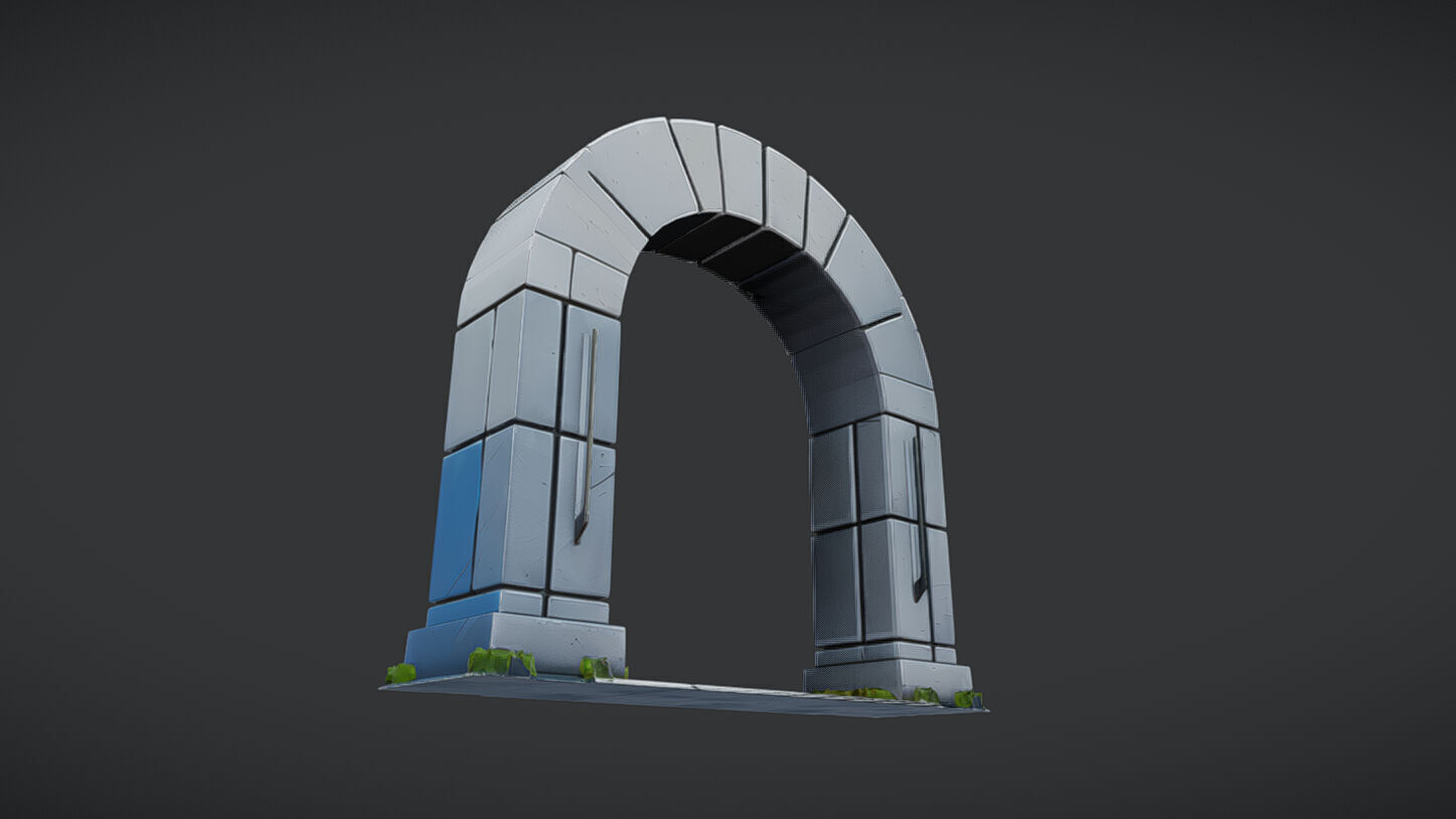 Stone archway 3D model_1