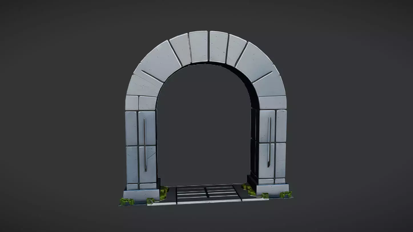 Stone archway 3D model_0