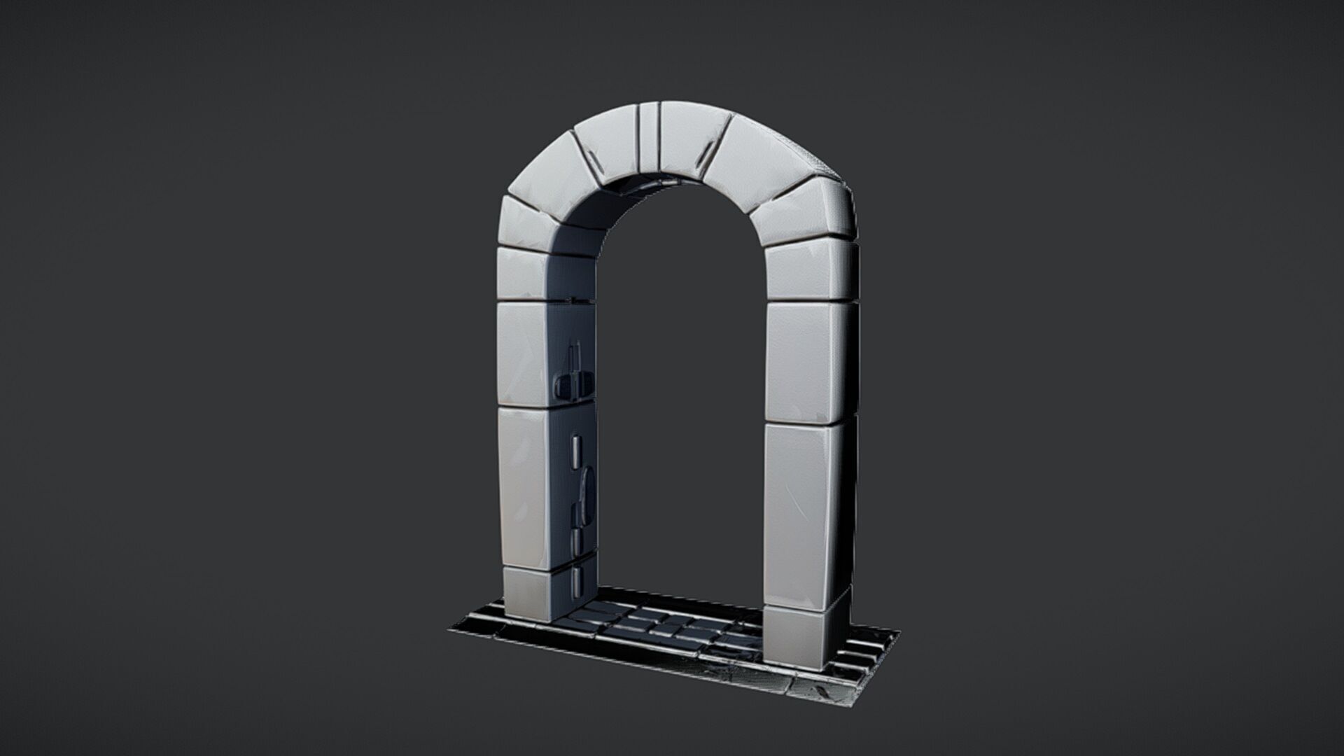 Stone archway 3D model_4