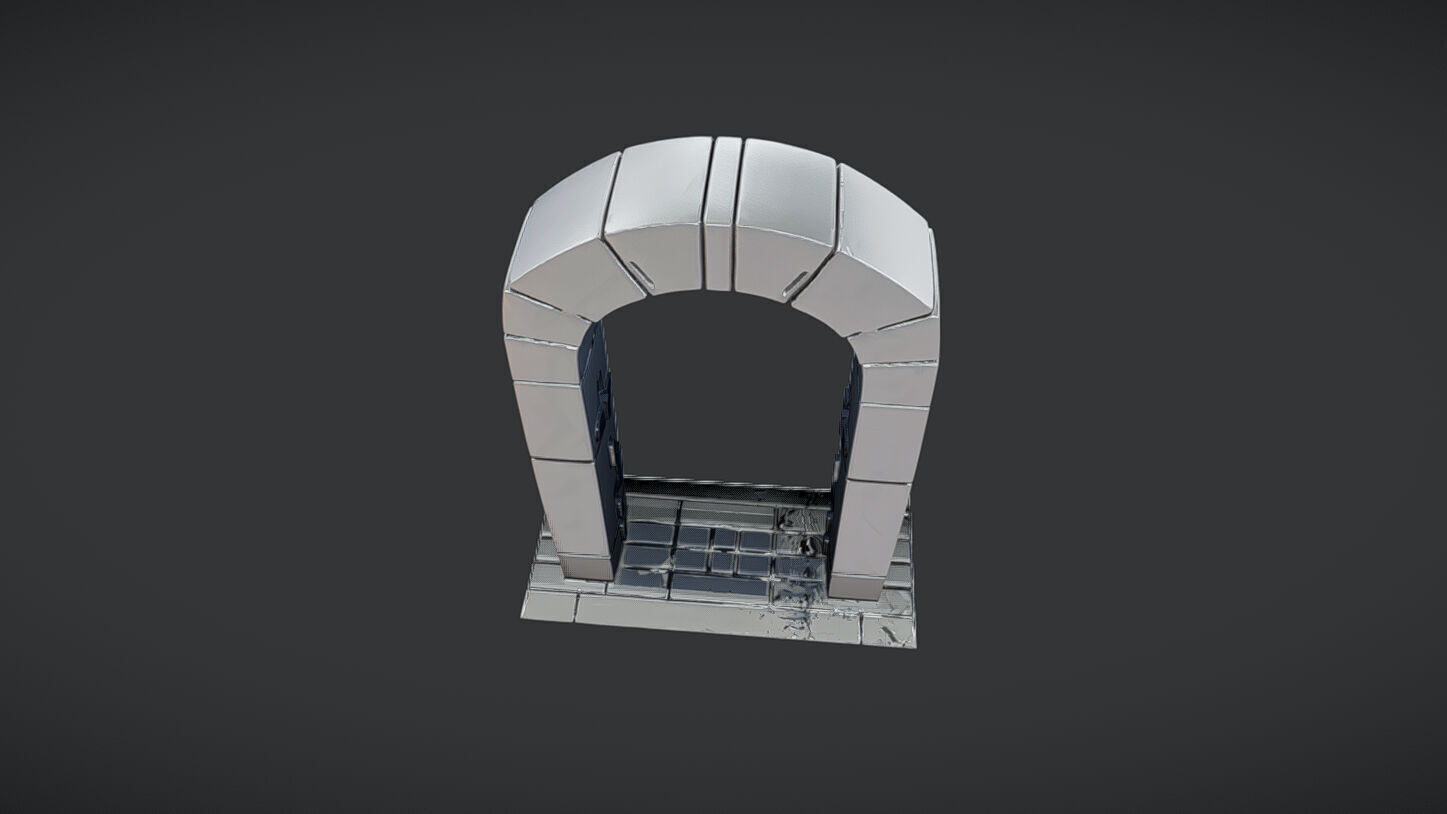 Stone archway 3D model_3