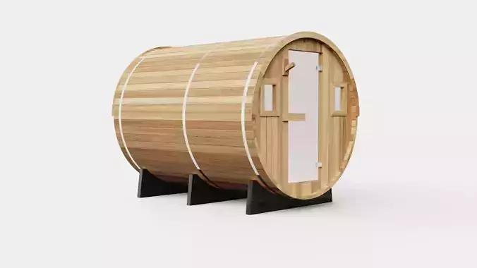 Barrel Sauna for 8 Person Low-poly 3D model