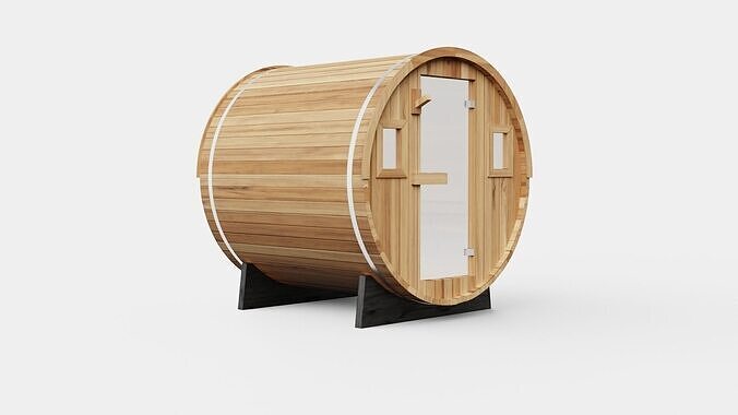 Barrel Sauna for 6 Person Low-poly 3D model
