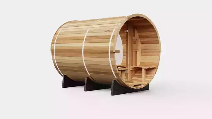 Barrel Sauna for 6 Person Low-poly 3D model