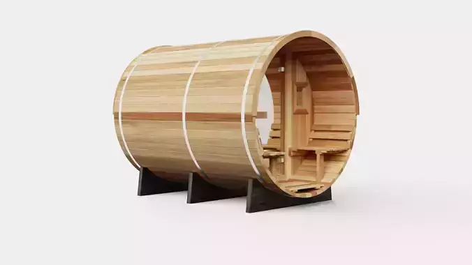 Barrel Sauna for 6 Person Low-poly 3D model