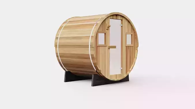 Barrel Sauna for 6 Person Low-poly 3D model