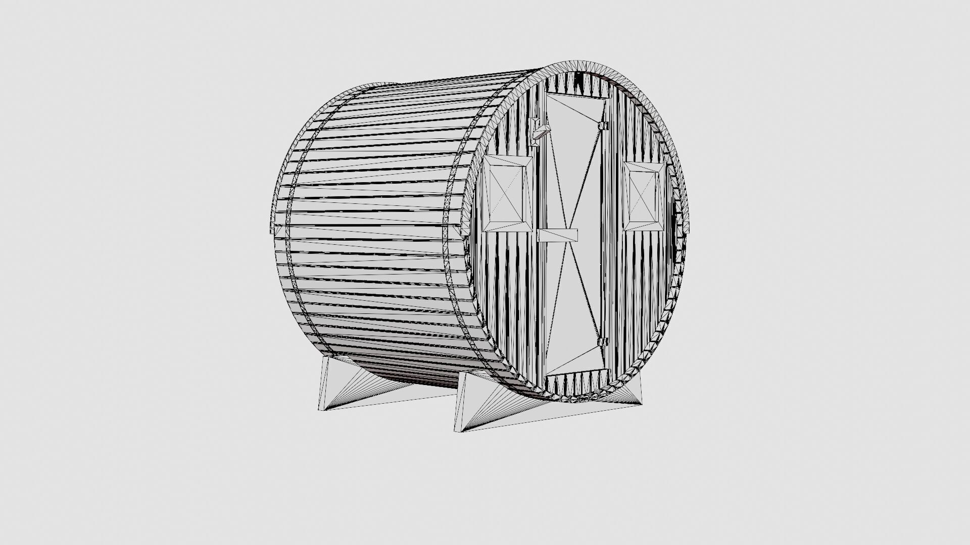 Barrel Sauna for 6 Person Low-poly 3D model_7