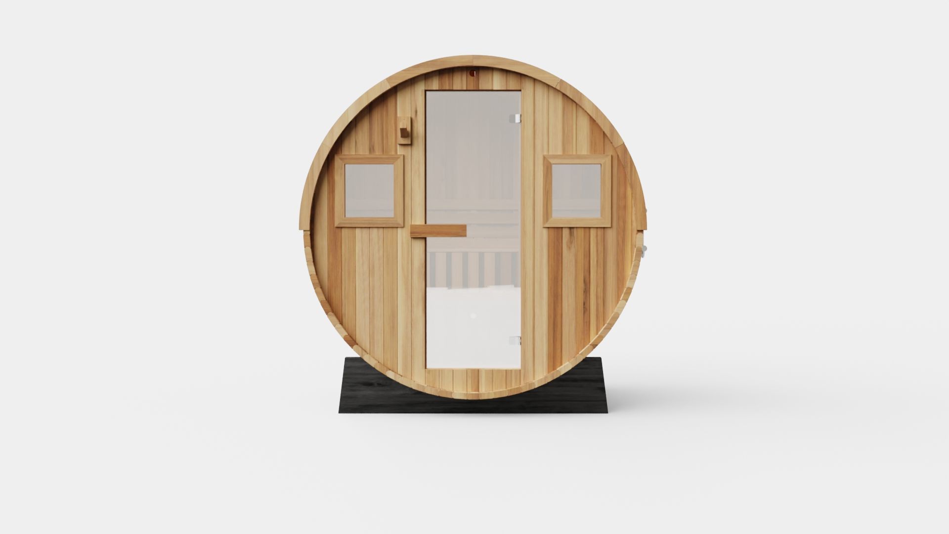 Barrel Sauna for 6 Person Low-poly 3D model_1
