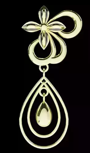 Pearl drop golden Earing  3D model