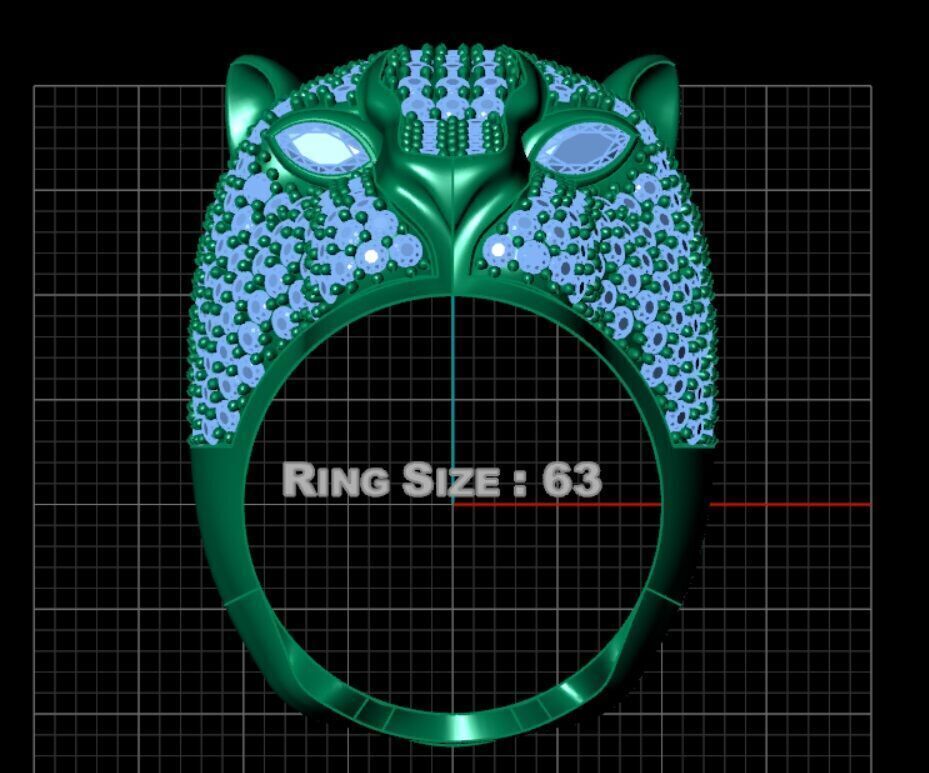 Leopard Ring with Gemstone 3D print model_2