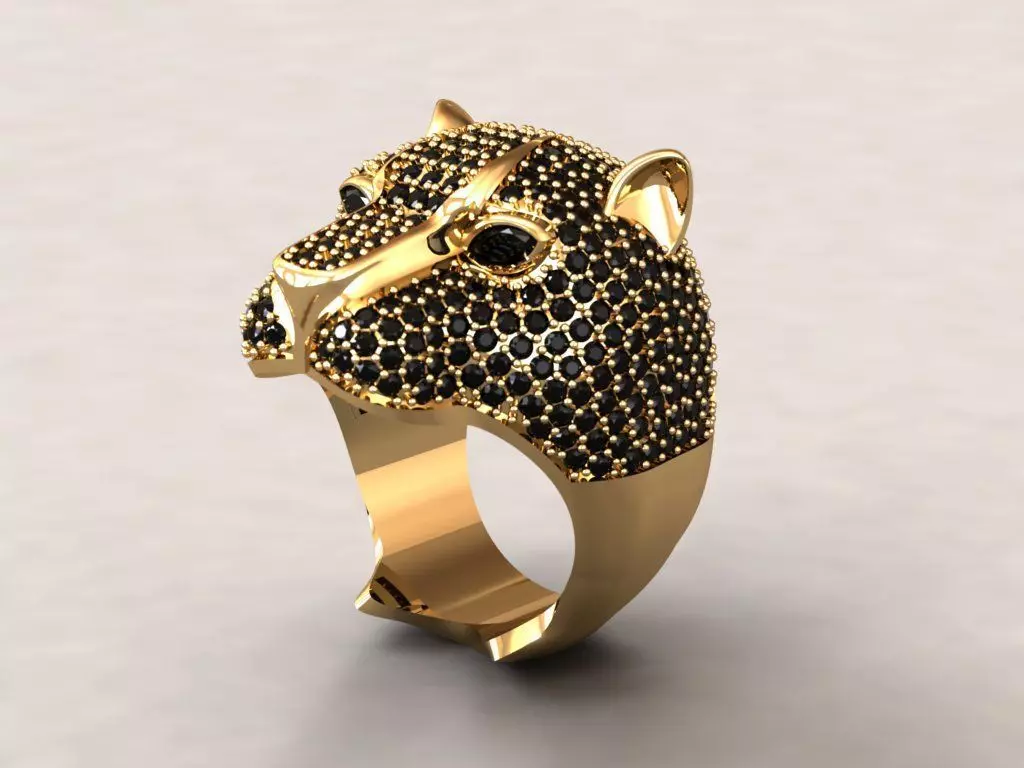 Leopard Ring with Gemstone 3D print model_0