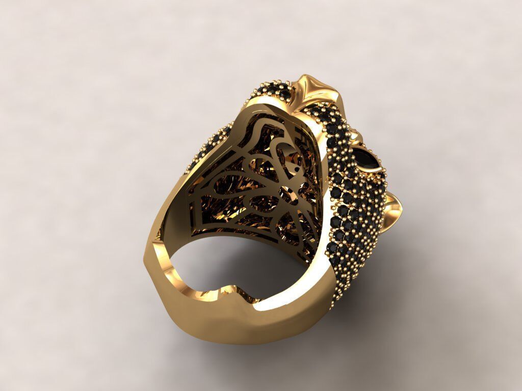 Leopard Ring with Gemstone 3D print model_1