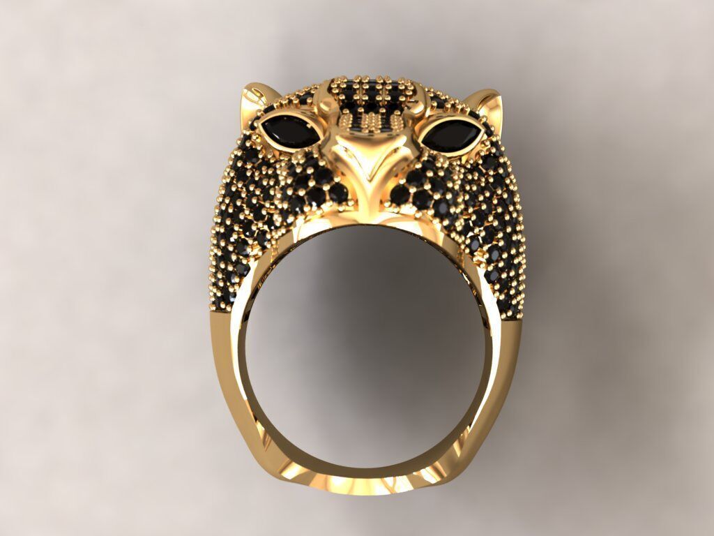 Leopard Ring with Gemstone 3D print model_12