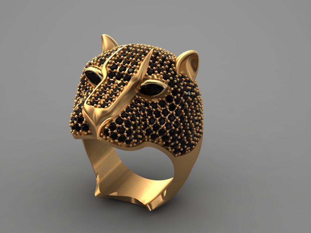 Leopard Ring with Gemstone 3D print model_11