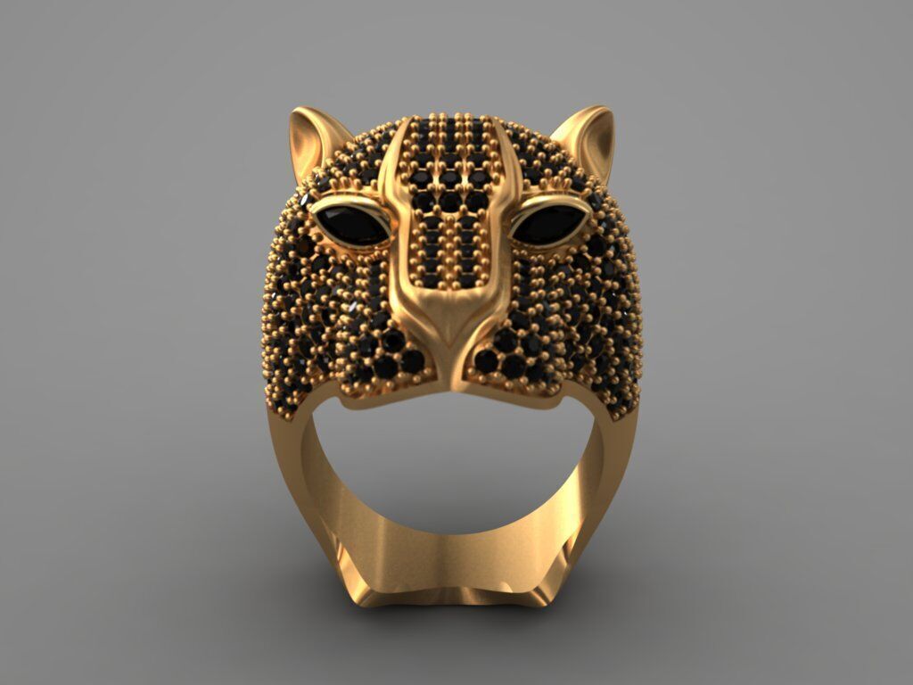 Leopard Ring with Gemstone 3D print model_9