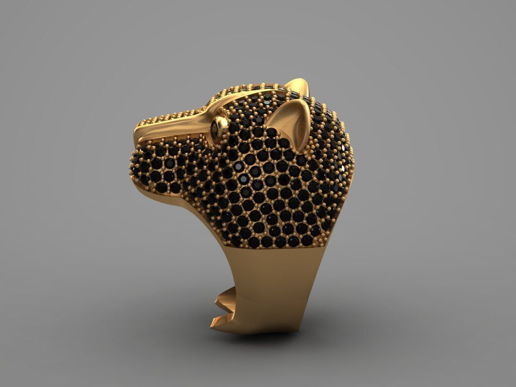 Leopard Ring with Gemstone 3D print model_10