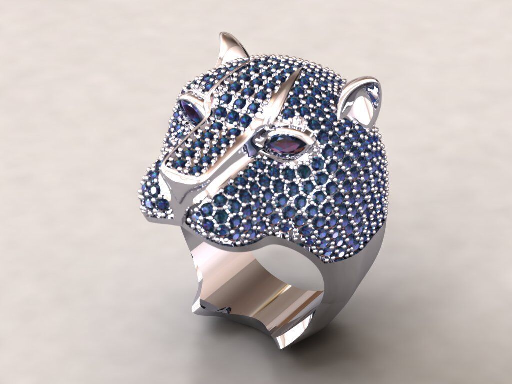 Leopard Ring with Gemstone 3D print model_7
