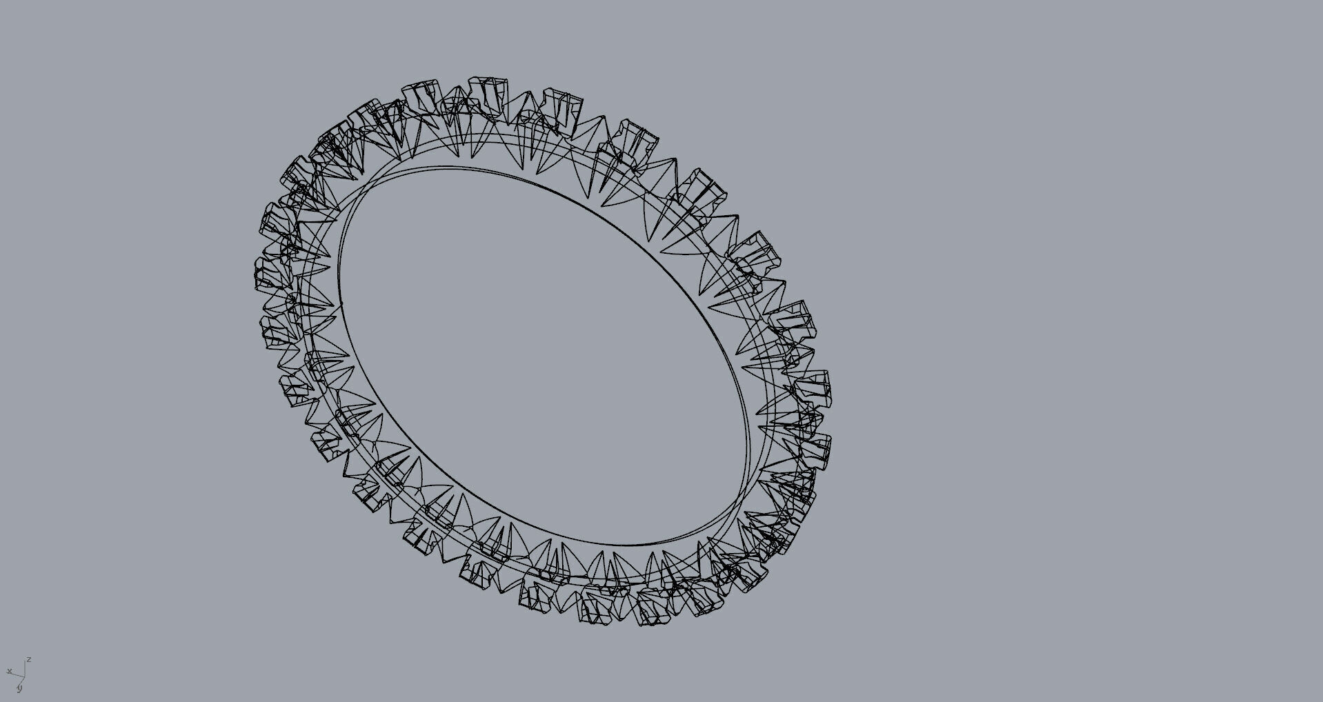 Eternity Ring With Fish Tail Setting Diamonds 3D print model_9