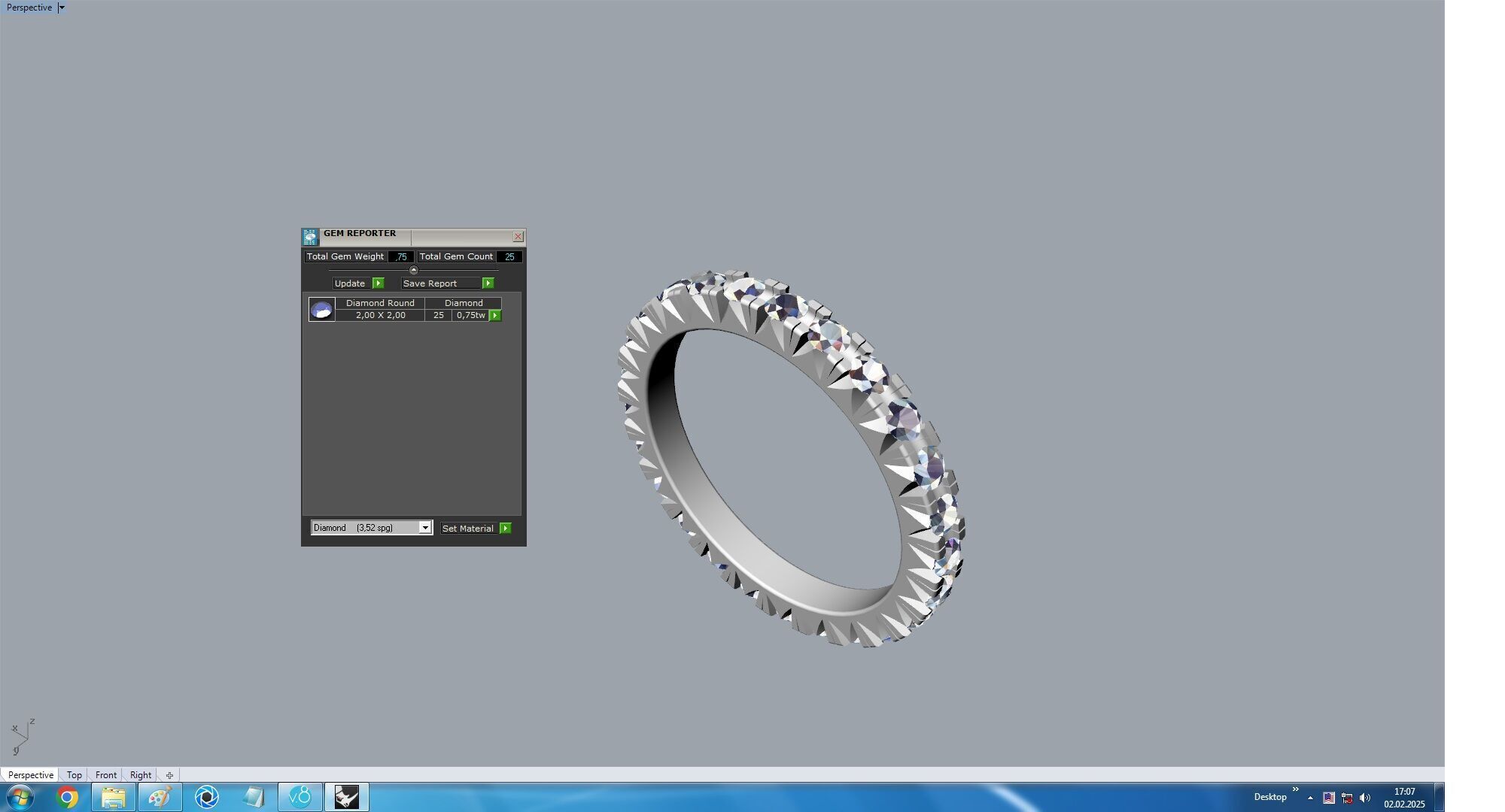 Eternity Ring With Fish Tail Setting Diamonds 3D print model_10