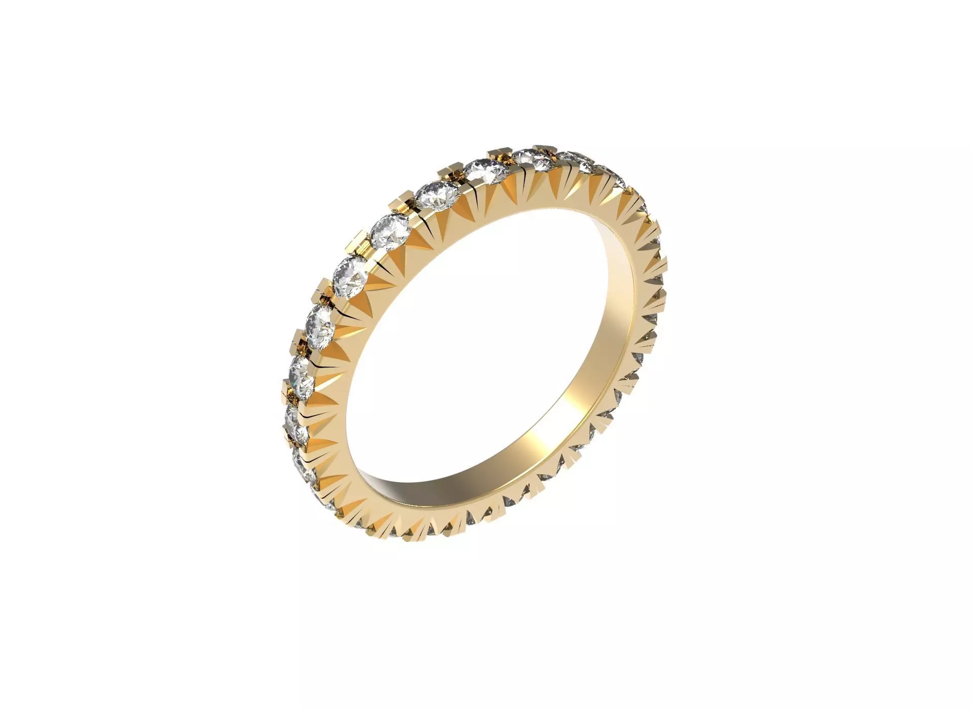 Eternity Ring With Fish Tail Setting Diamonds 3D print model_0
