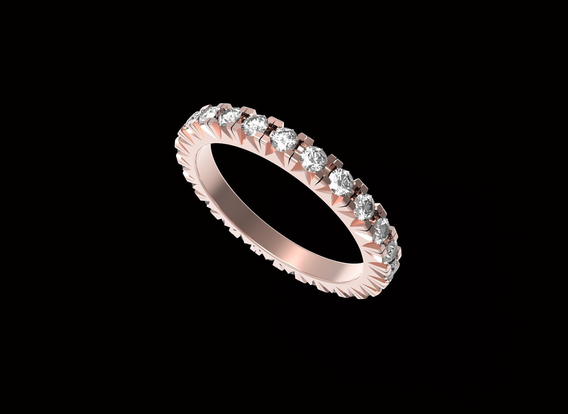 Eternity Ring With Fish Tail Setting Diamonds 3D print model_5