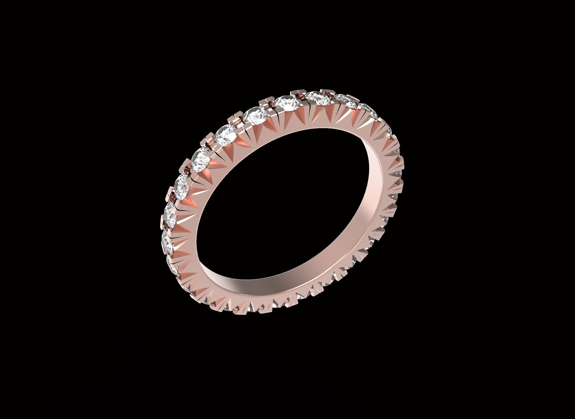 Eternity Ring With Fish Tail Setting Diamonds 3D print model_4