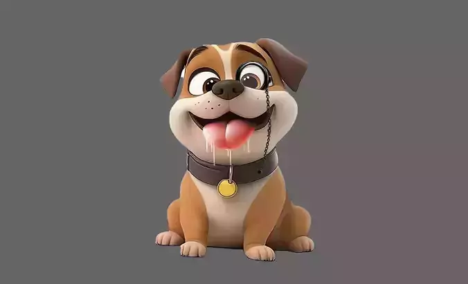 Stylized Bulldog 3D Model - Game-Ready PBR Character