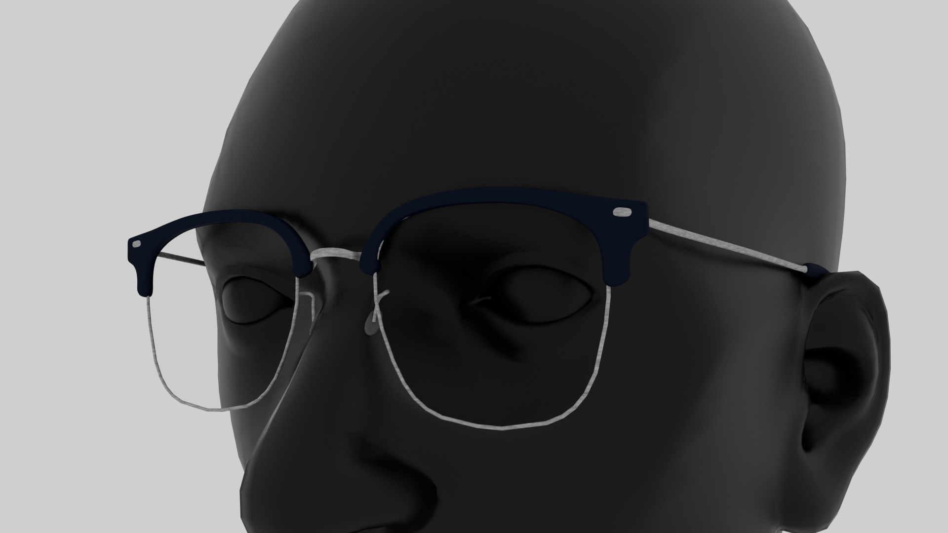 Square half frame glasses Low-poly 3D model_6