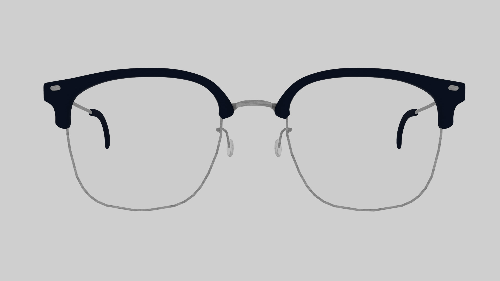 Square half frame glasses Low-poly 3D model_3