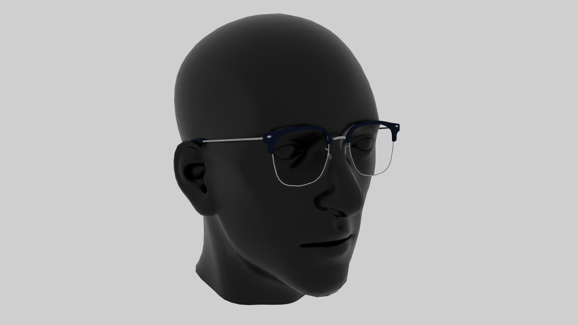 Square half frame glasses Low-poly 3D model_7