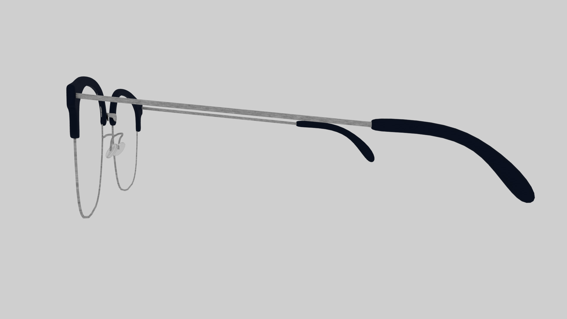 Square half frame glasses Low-poly 3D model_2