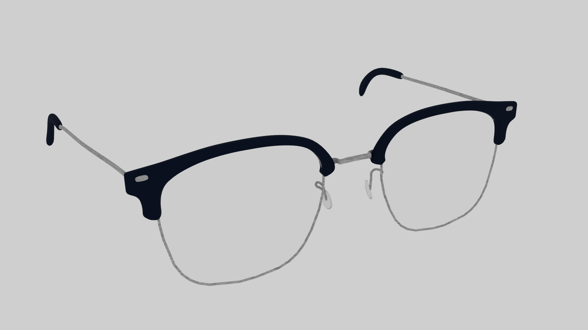 Square half frame glasses Low-poly 3D model_4