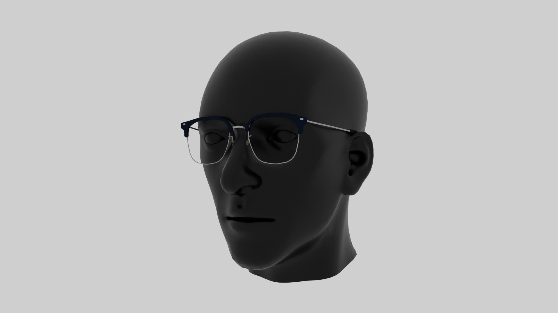 Square half frame glasses Low-poly 3D model_8