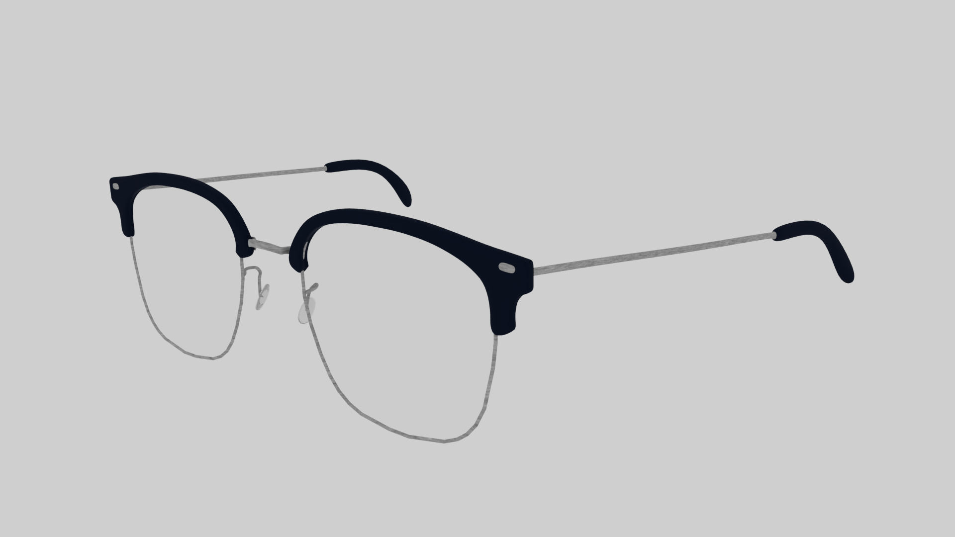 Square half frame glasses Low-poly 3D model_5