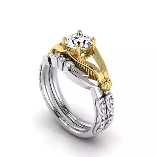 harry potter golden snitch ring with wedding Band 3D print model