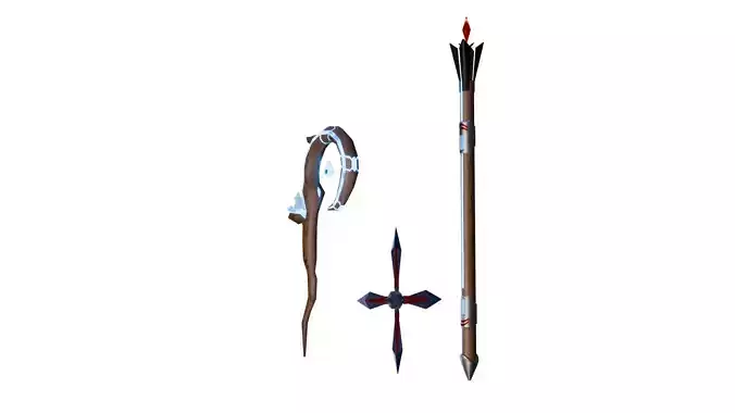 Magic Staffs 3D Model Free low-poly 3D model