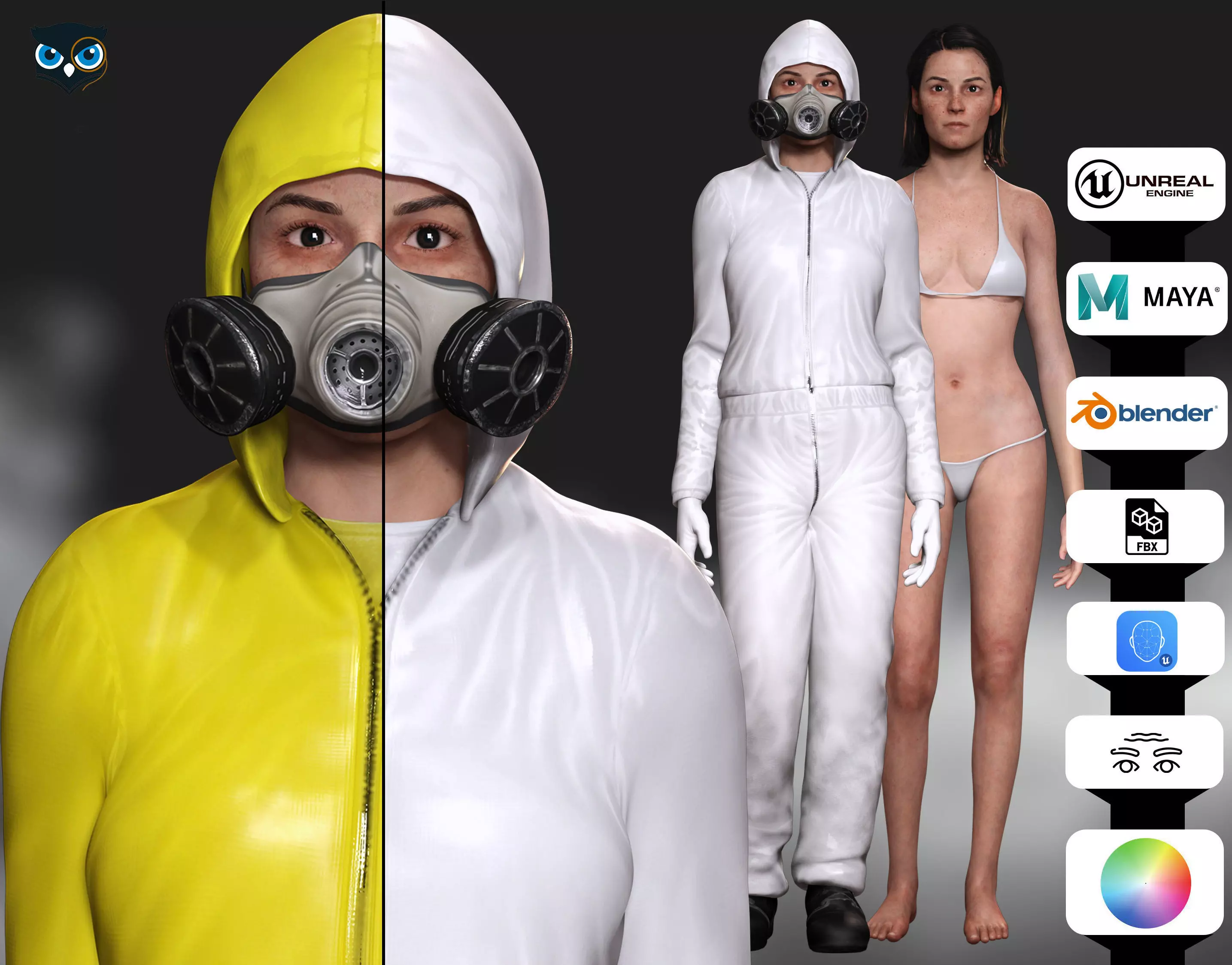 Sterile Containment Suit  High-Quality 3D Character Asset Low-poly 3D model_0