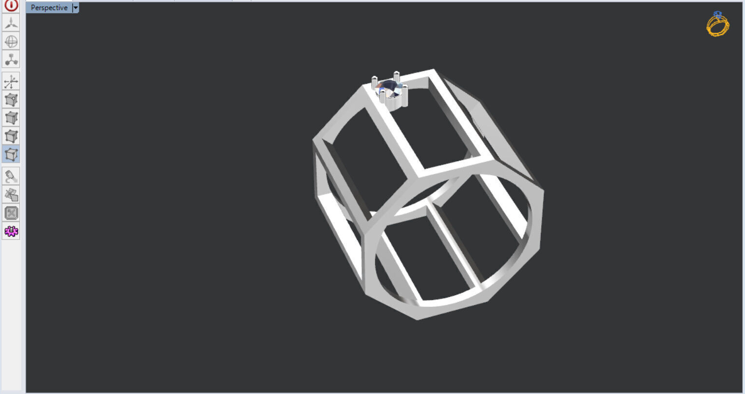 modern geometric ring with a diamond 3D print model_1