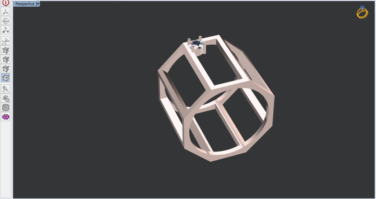 modern geometric ring with a diamond 3D print model_2