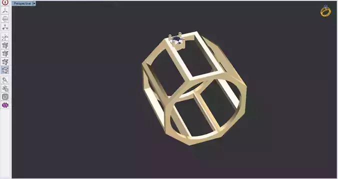 modern geometric ring with a diamond
