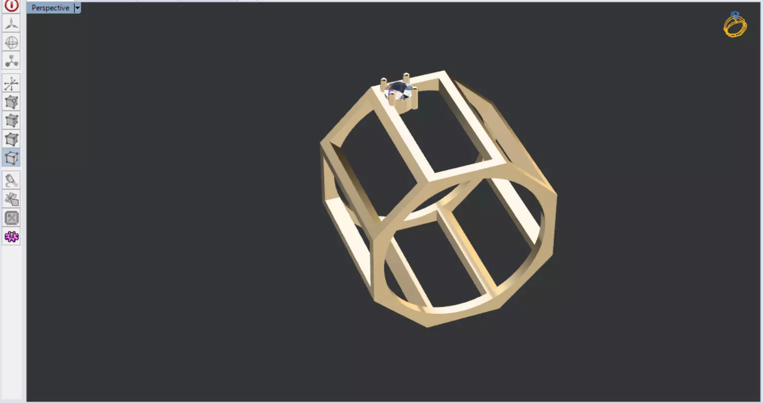 modern geometric ring with a diamond 3D print model_0
