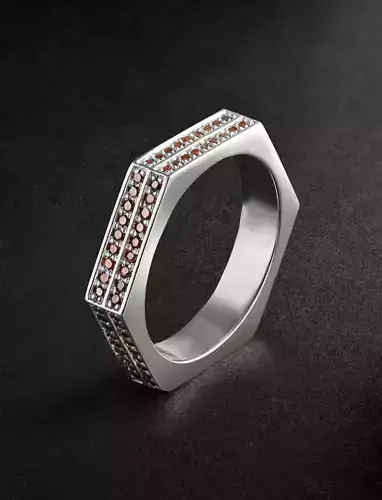  Hexagon Gold Diamond Eternity Ring