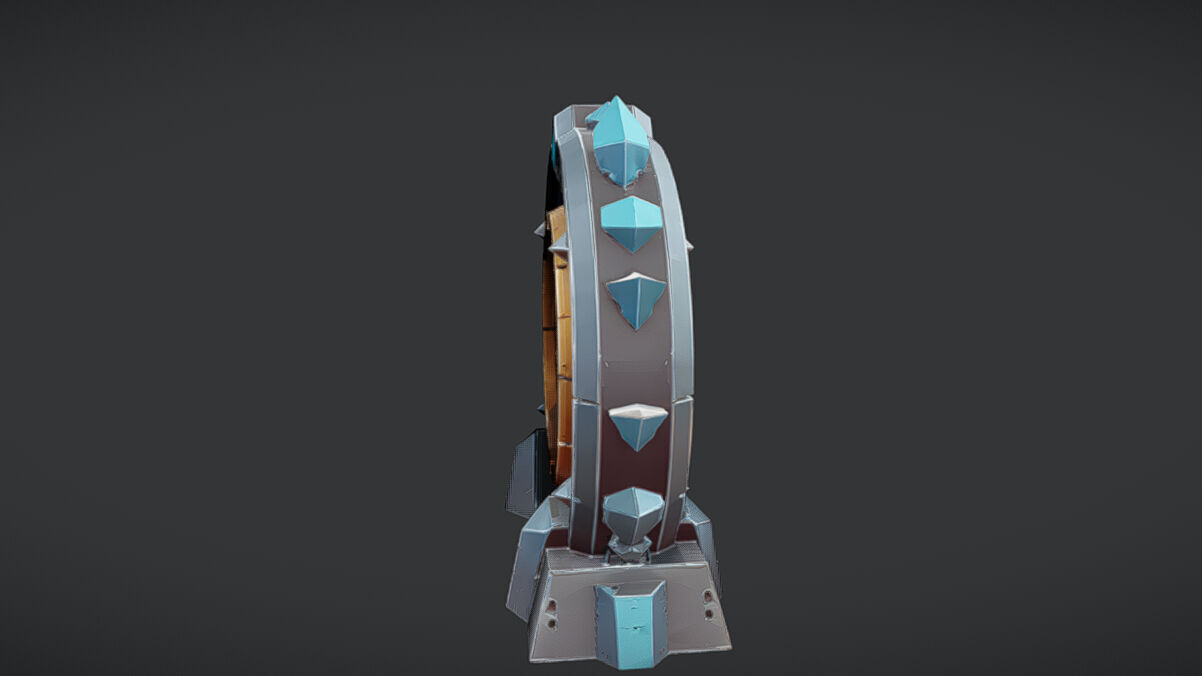 futuristic portal with metallic spikes 3D model_3