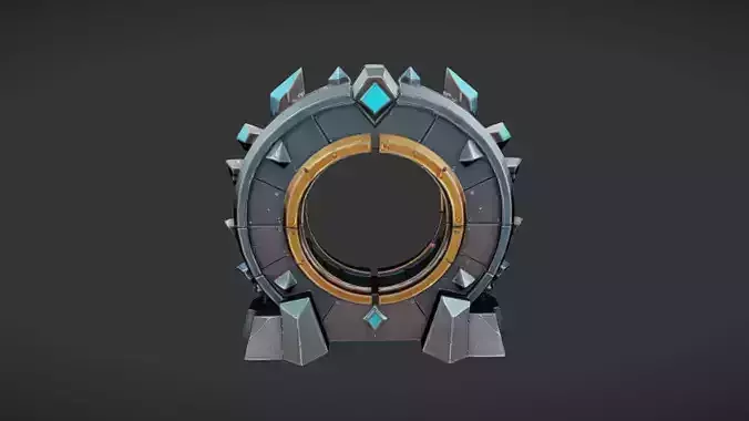 futuristic portal with metallic spikes