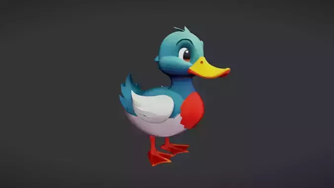 cartoon duck 3D Game Ready Model