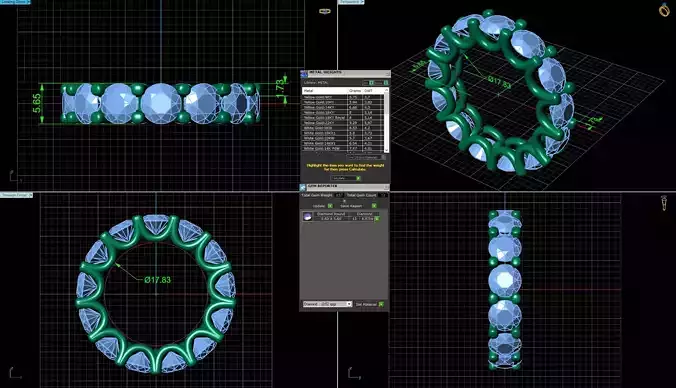 Round Diamond U-Prong Set Eternity Wedding Band 3D print model Round Diamond U-Prong Set Eternity Wedding Band 3D print model