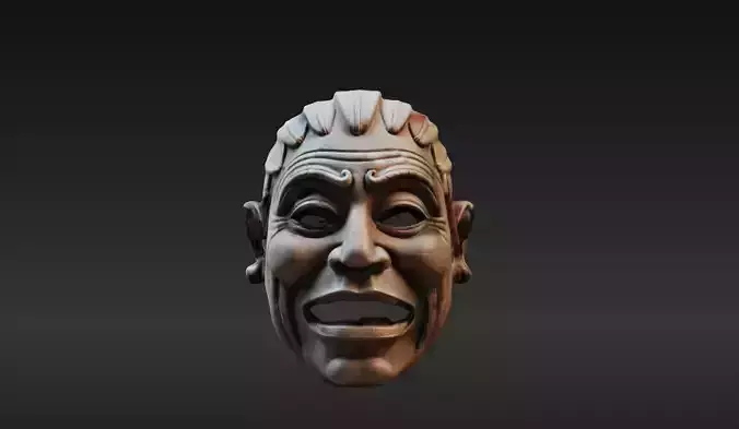 Carved Tribal Mask 5 - 3D Model