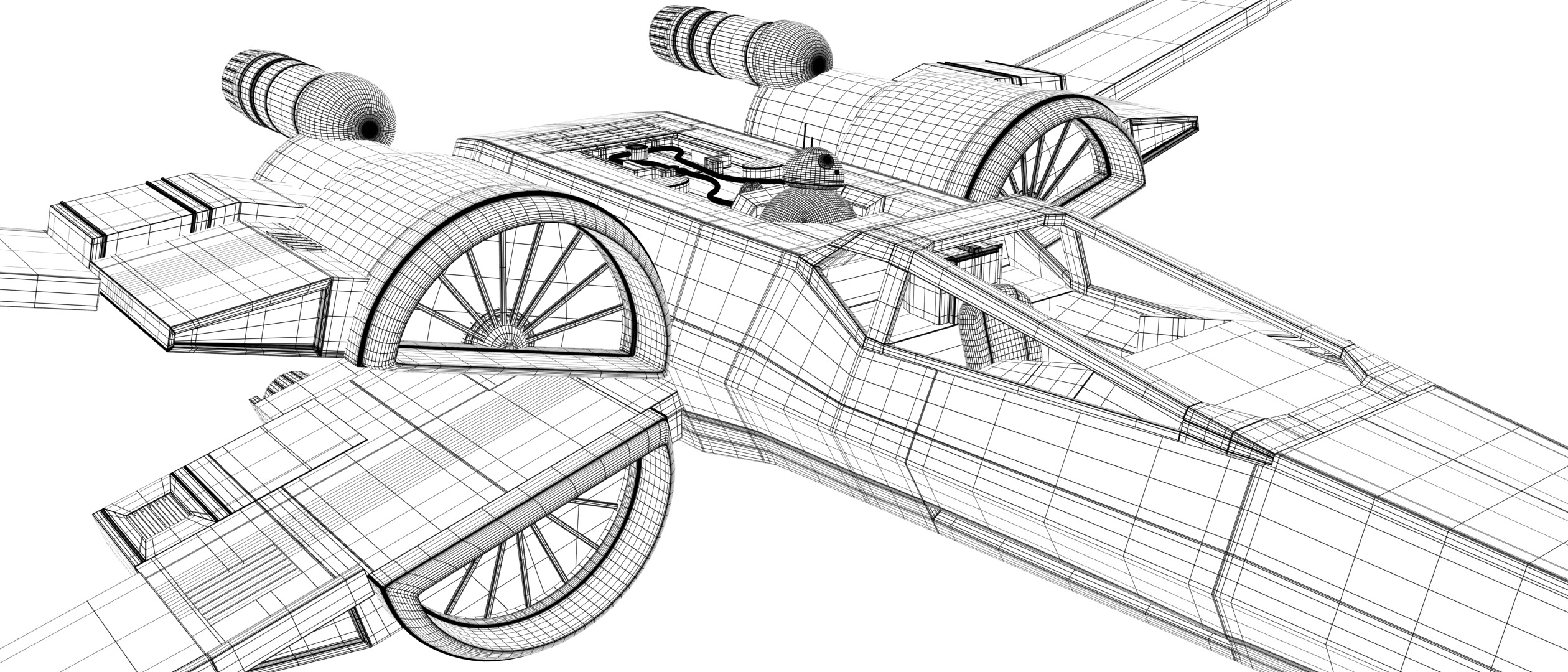 Star Wars Black T70 X Wing Starfighter and BB8 rigged 3D model_12